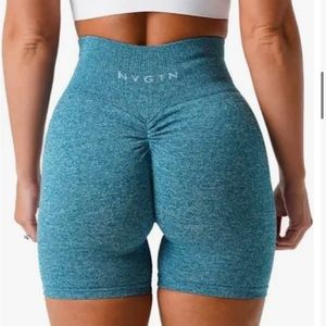 NVGTN Teal Scrunch Seamless Shorts
